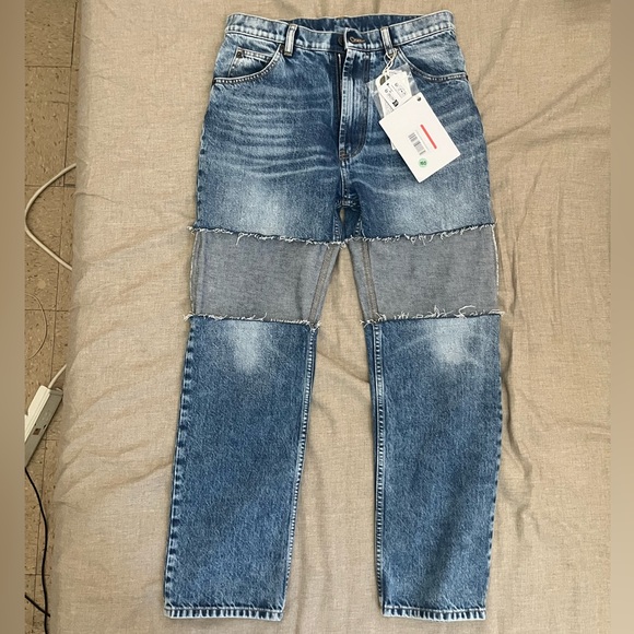 Maison Martin Margiela Denim - Maison Martin Margiela Blue Patchwork Cropped Jeans